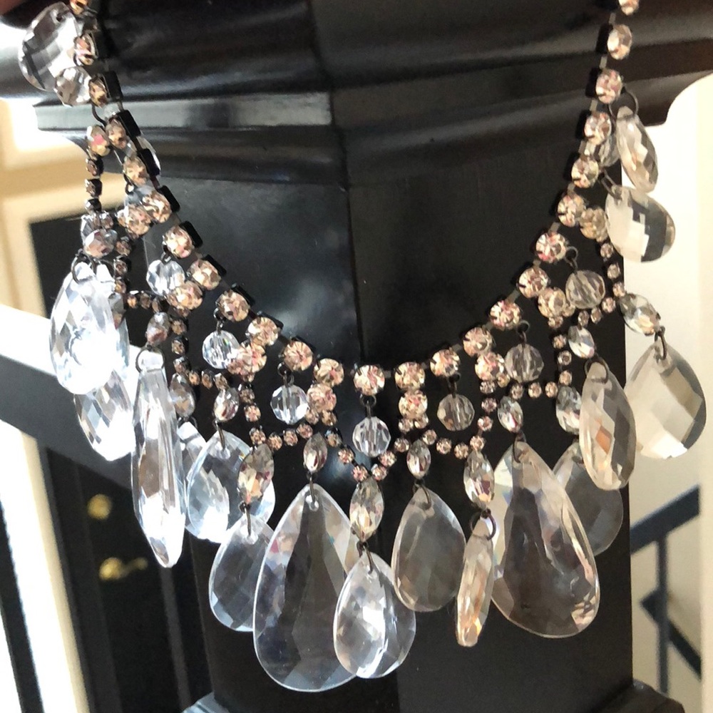 Statement Crystal, CZ Chandelier Necklace NWOT